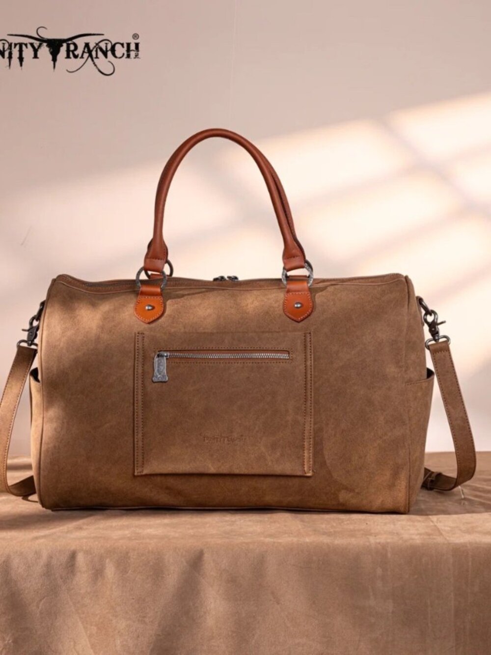 Trinity Ranch Floral Aztec Tooled Collection Weekender Bag Brown - Picture 4 of 8